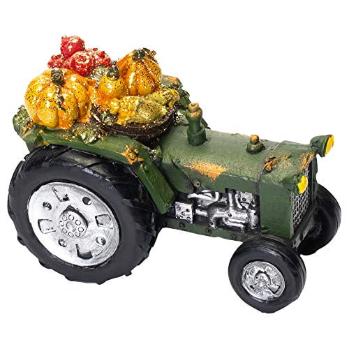 Green Harvest Tractor 6 x 4.5 Inch Resin Stone Tabletop Decorative Figurine Green Harvest Tractor 6 x 4.5 Inch Resin Stone Tabletop Decorative Figurine